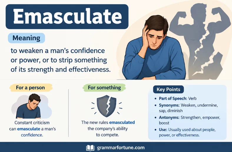 Emasculate Meaning: Definition, Examples, Synonyms and Antonyms Emasculate Meaning